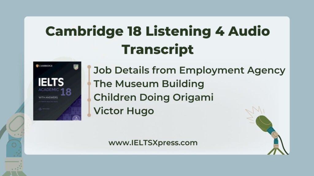 Cambridge IELTS 18 Listening Test 4 audio transcript