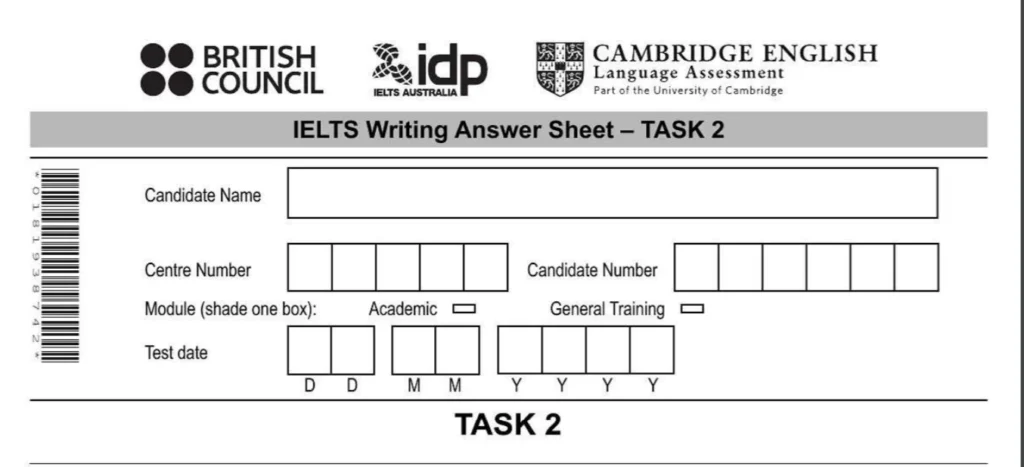 IELTS Writing Task 2 Answer Sheet